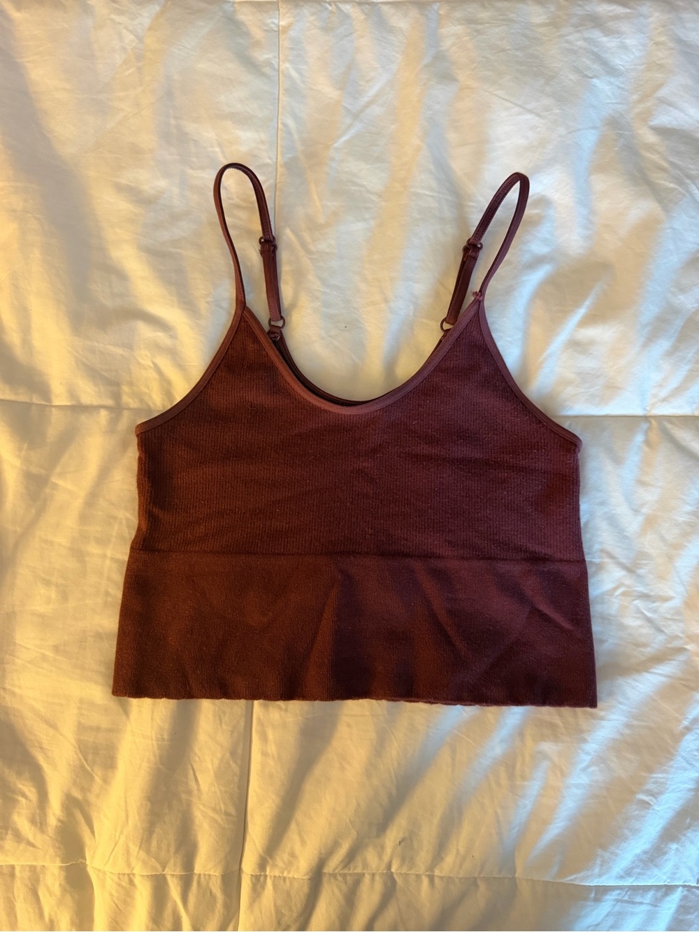 Women's Burgundy Ribbed Cropped Tank Top